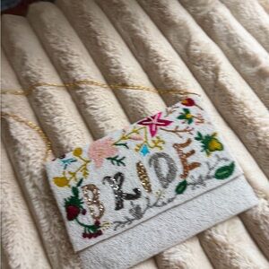 Bride White Embroidered Floral Crossbody Bag
